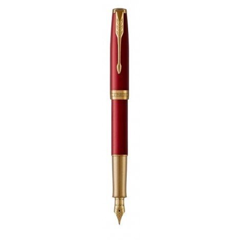Ручка пір'яна Parker SONNET 17 Red Lacquer GT FP F 86 211 сталева з тонким золотим пером від компанії "Cronos" поза часом - фото 1