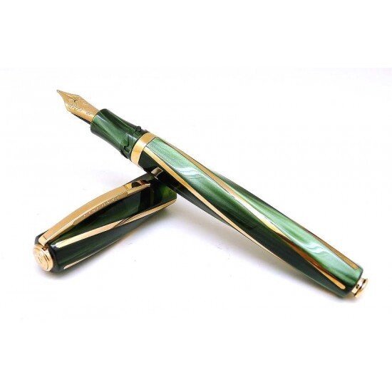 Ручка пір'яна Visconti 26706PDA56DRF Divina Green FP Medium 23KT F від компанії "Cronos" поза часом - фото 1