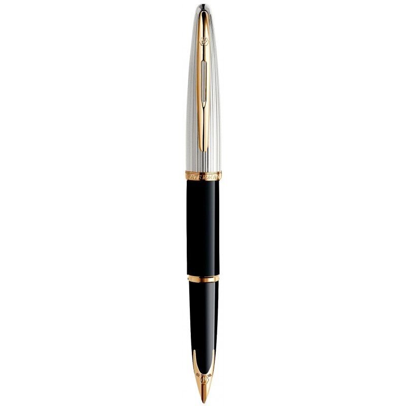 Ручка пір'яна Waterman CARENE Deluxe Black/silver FP F 11 200 від компанії "Cronos" поза часом - фото 1