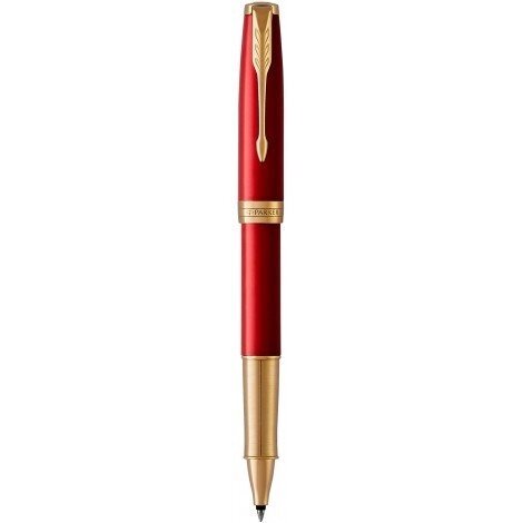 Ручка-ролер Parker SONNET 17 Intense Red GT RB 86 222 з латуні з червоним лаком і позолотою від компанії "Cronos" поза часом - фото 1