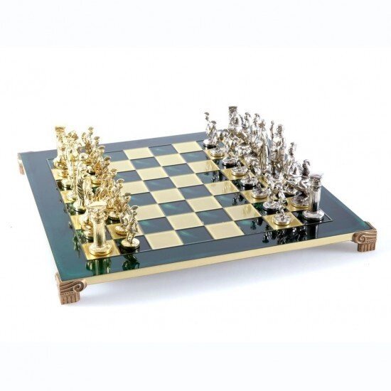 Шахи Manopoulos "Греко-римський період" із золотими та срібними фігурами / зелена шахова дошка 44 см (S11GRE) від компанії "Cronos" поза часом - фото 1