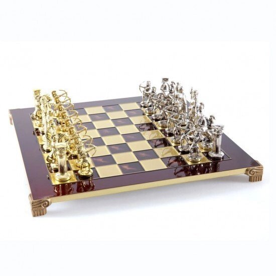 Шахи Manopoulos "Лучники" із золотими та срібними фігурами / червона шахова дошка 44 см (S10RED) від компанії "Cronos" поза часом - фото 1