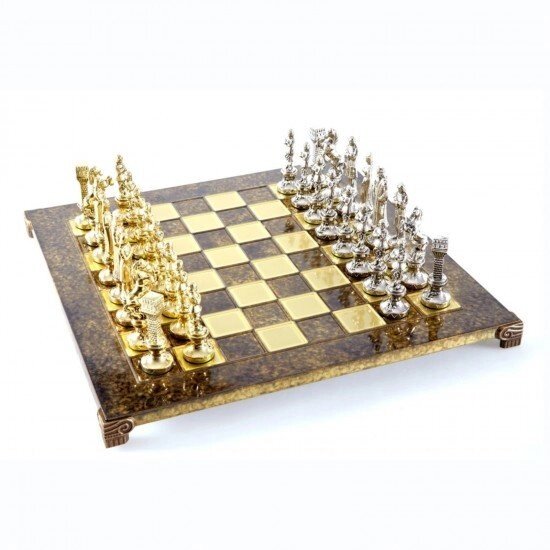 Шахи Manopoulos "Ренесанс" із золотими та срібними фігурами / коричнева шахова дошка 36 см (S9BRO) від компанії "Cronos" поза часом - фото 1