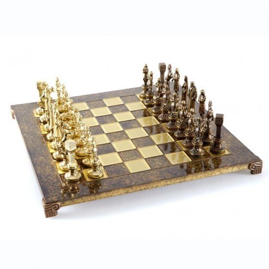 Шахи Manopoulos "Ренесанс" із золотисто-коричневими фігурами / коричнева шахова дошка (S9CBRO) від компанії "Cronos" поза часом - фото 1