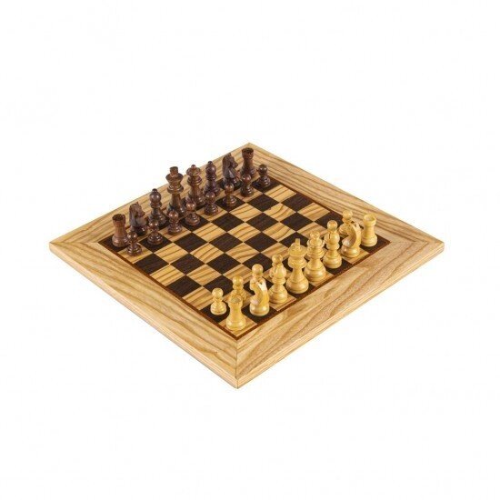 Шахова дошка Manopoulos Olive Burl 34 см з дерев'яними шаховими фігурами Staunton у дерев'яній коробці (SW4234H) від компанії "Cronos" поза часом - фото 1