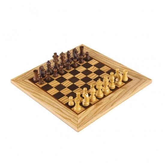 Шахова дошка Manopoulos Olive Burl 40 см з шаховими фігурами Staunton (SW43B40H) від компанії "Cronos" поза часом - фото 1