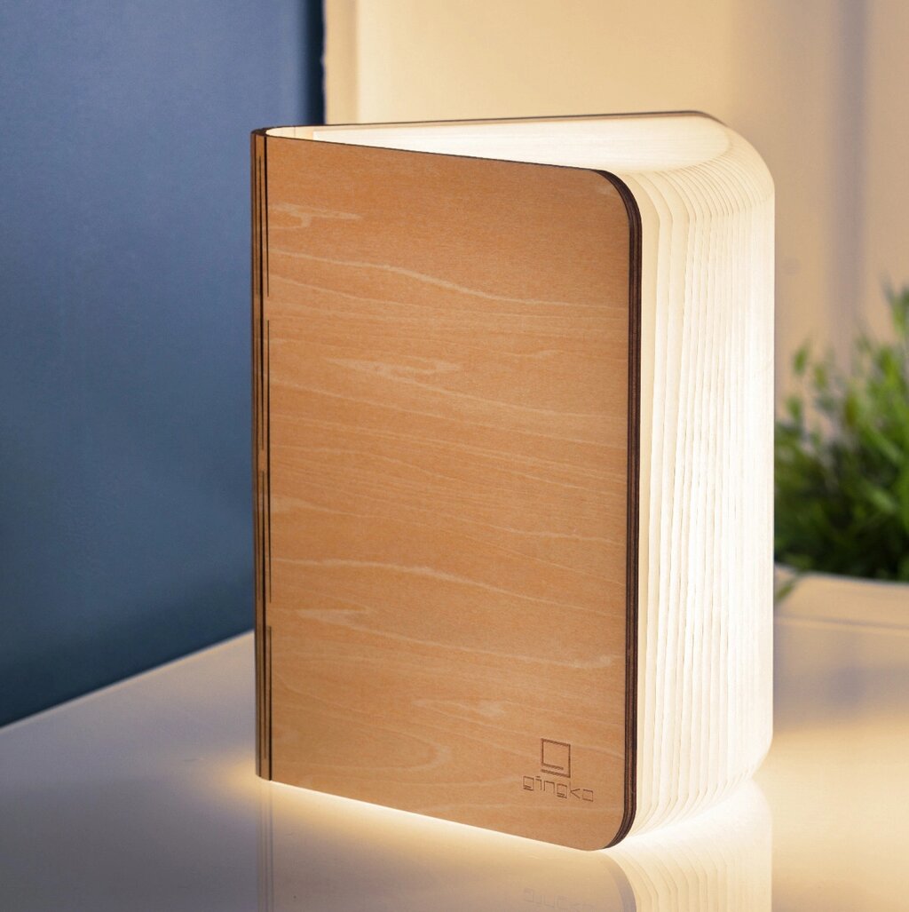 Світильник-гармошка MAPLE SMART Gingko GK12W2 з натурального дерева (в закритому вигляді - блокнот) від компанії "Cronos" поза часом - фото 1