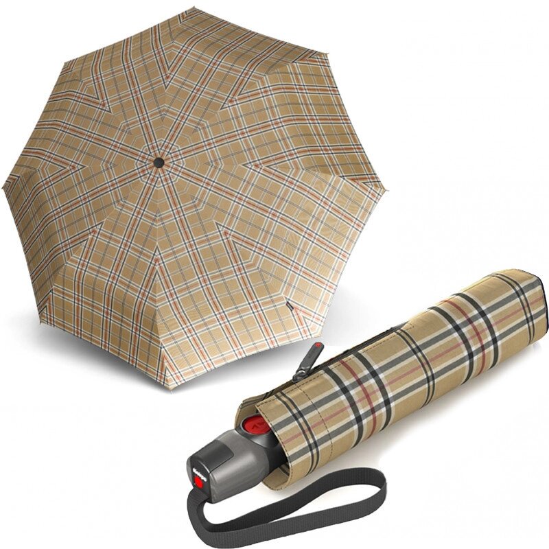 Жіноча парасолька складана Knirps T. 200 Check Beige Kn95 3201 5390 від компанії "Cronos" поза часом - фото 1