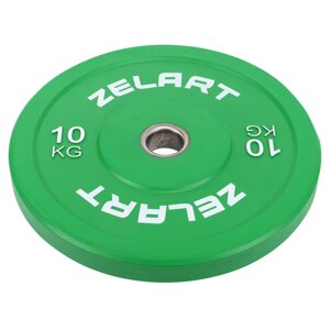 Диски (диски) бамперні для кросфіту гумові d-52мм Zelart TA-7797-10 10кг зелений