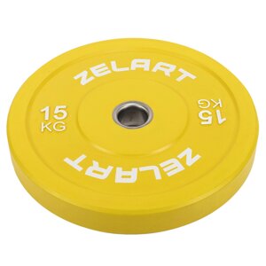 Диски (диски) бамперні для кросфіту гумові d-52мм Zelart TA-7797-15 15кг жовтий