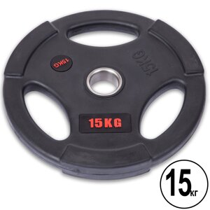 Млинці (диски) обгумовані з потрійним хватом і металевою втулкою d-51мм Life Fitness SC-80154B-15 15кг