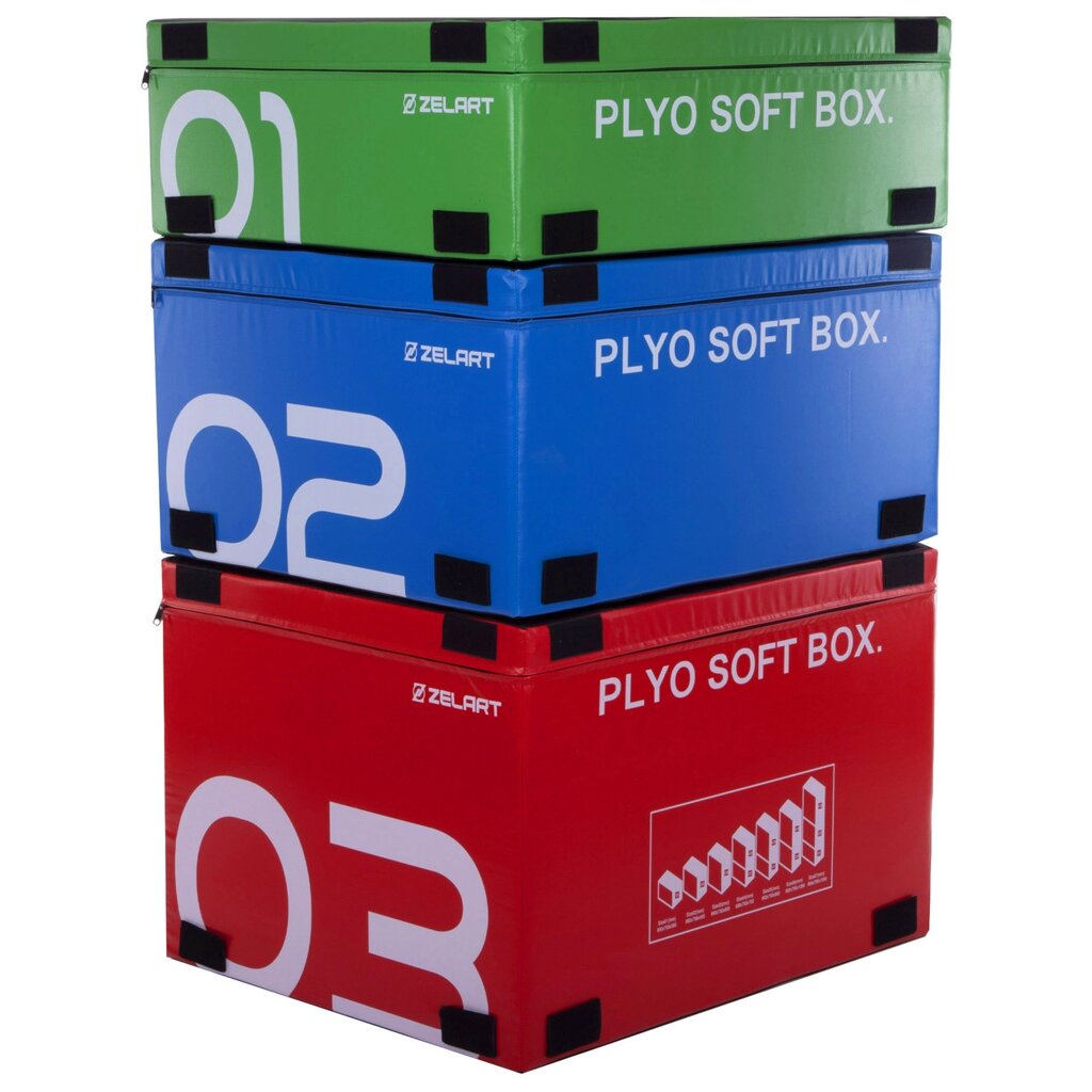 Бокс пліометричний м'який набір Zelart PLYO BOXES FI-3635 3 шт 90х75х30/45/60 см зелений, синій, червоний від компанії DROPT - інтернет-магазин гуртової та роздрібной торгівлі - фото 1