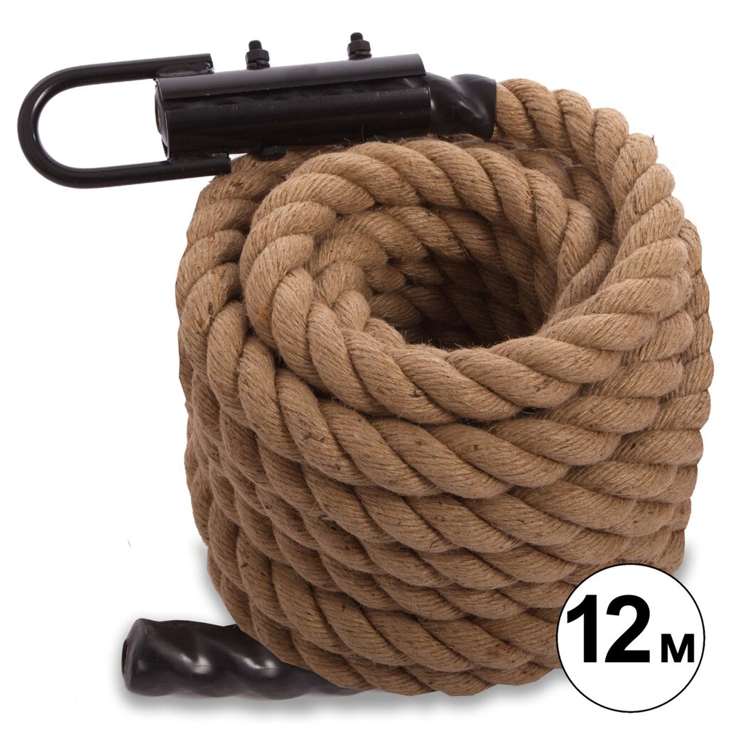 Канат спортивний для лазіння з кріпленням COMBAT BATTLE ROPE FI-0909-12 (сизаль, ручки:вініл, l-12м,d-3,8 см) від компанії DROPT - інтернет-магазин гуртової та роздрібной торгівлі - фото 1