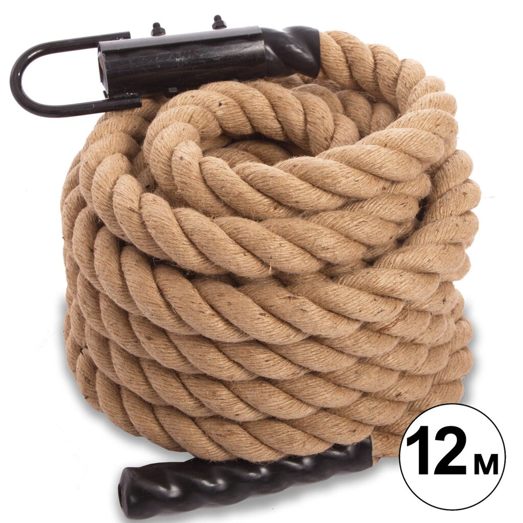 Канат спортивний для лазіння з кріпленням COMBAT BATTLE ROPE FI-0910-12 (сизаль, ручки:вініл, l-12м,d-5см) від компанії DROPT - інтернет-магазин гуртової та роздрібной торгівлі - фото 1