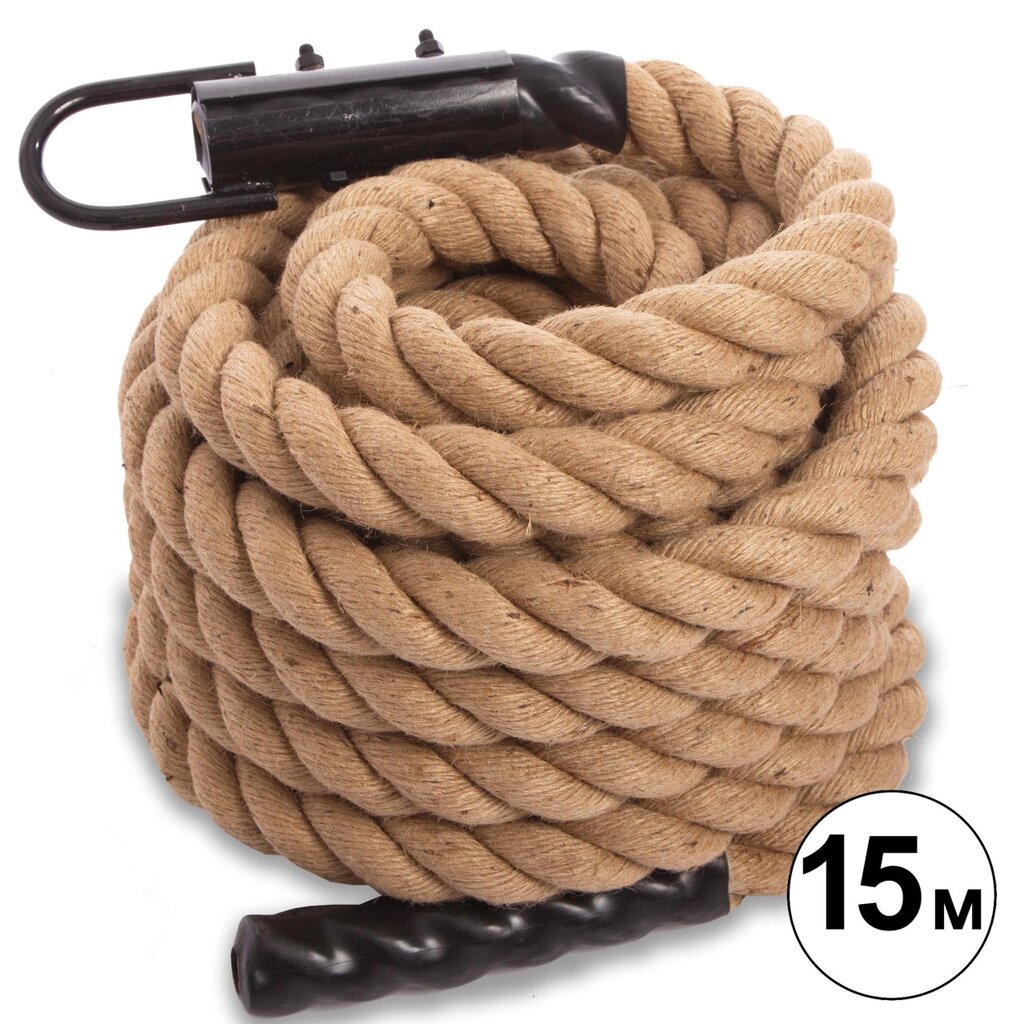 Канат спортивний для лазіння з кріпленням COMBAT BATTLE ROPE FI-0910-15 (сизаль, ручки:вініл, l-15м,d-5см) від компанії DROPT - інтернет-магазин гуртової та роздрібной торгівлі - фото 1