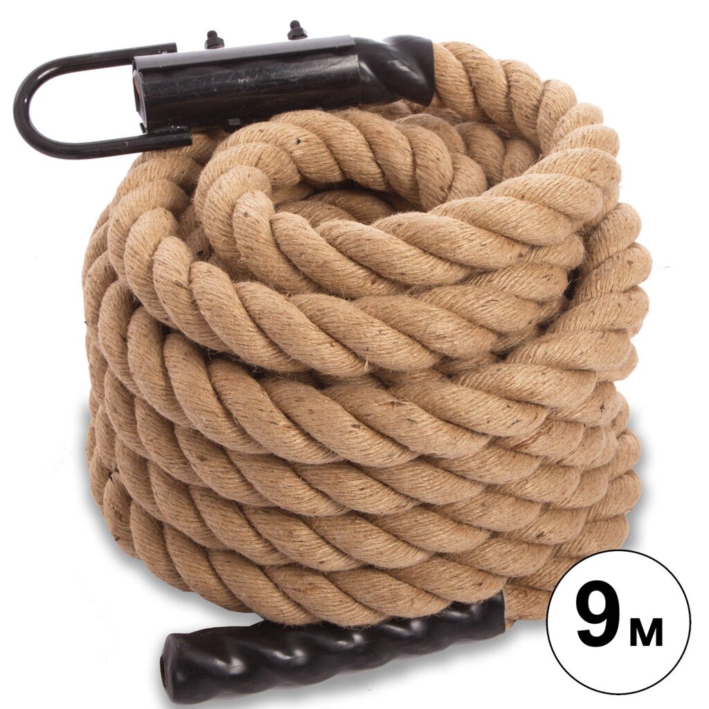 Канат спортивний для лазіння з кріпленням COMBAT BATTLE ROPE FI-0910-9 (сизаль, ручки:вініл, l-9м,d-5см) від компанії DROPT - інтернет-магазин гуртової та роздрібной торгівлі - фото 1