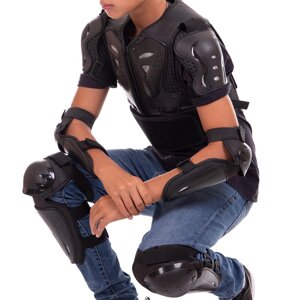 Комплект захисту дитячий Zelart RB5 (спіна з поперековою опорою, коліно, гомілка, передпліччя, лікоть) чорний