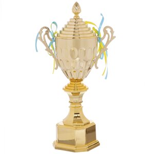 Кубок спортивний із ручками та кришкою Zelart WILL HQ884B висота 40 см золото
