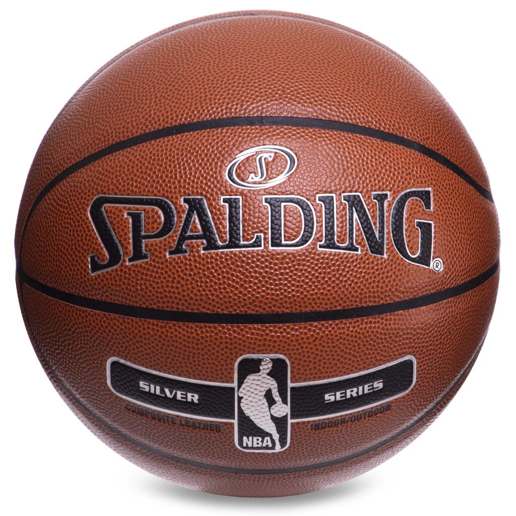 М'яч баскетбольний Composite Leather SPALDING NBA SILVER SERIES 76018Z №7 коричневий від компанії DROPT - інтернет-магазин гуртової та роздрібной торгівлі - фото 1