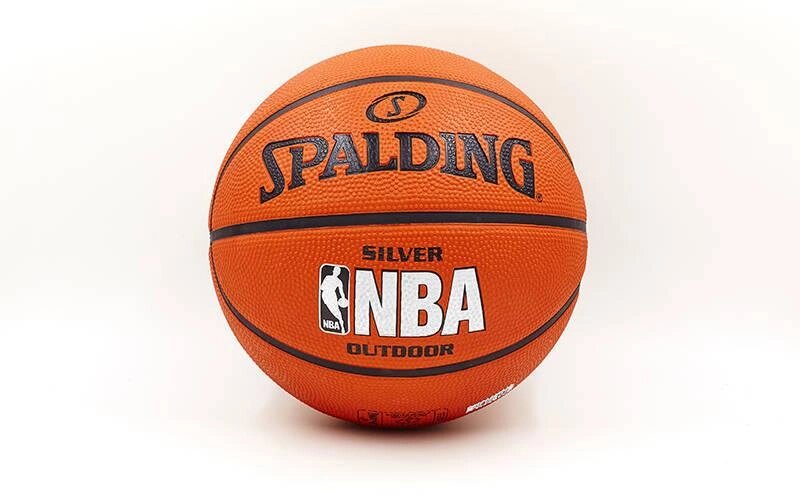 М'яч баскетбольний гумовий №5 SPALDING 83014Z 2014 NBA SILVER Outdoor (гума, бутил, оранжевий) від компанії DROPT - інтернет-магазин гуртової та роздрібной торгівлі - фото 1