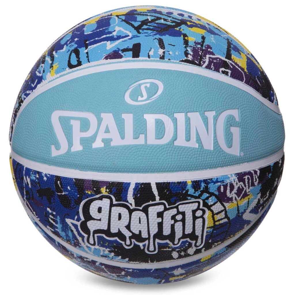 М'яч баскетбольний гумовий No7 SPALDING 8433Y GRAFFITI блакитний-синій від компанії DROPT - інтернет-магазин гуртової та роздрібной торгівлі - фото 1