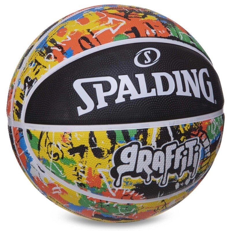 М'яч баскетбольний гумовий No7 SPALDING 84372Y GRAFFITI чорний-жовний від компанії DROPT - інтернет-магазин гуртової та роздрібной торгівлі - фото 1