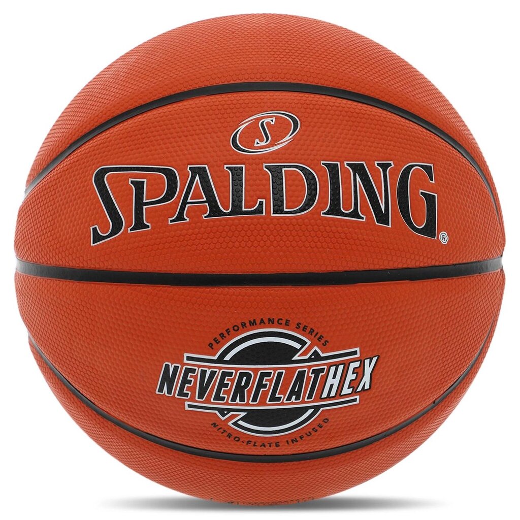 М'яч баскетбольний гумовий SPALDING NEVERFLAT HEX 84440Y No7 жовтогарячий від компанії DROPT - інтернет-магазин гуртової та роздрібной торгівлі - фото 1