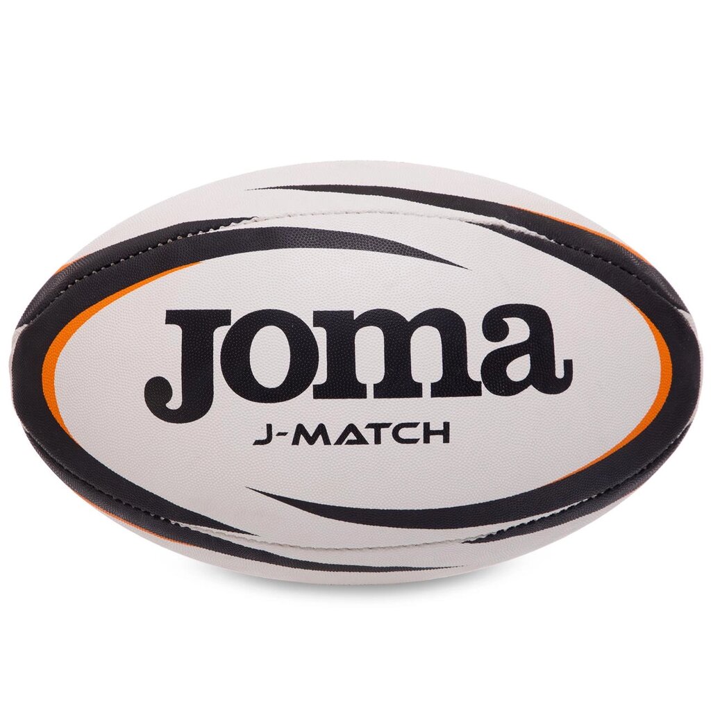 М'яч для регбі Joma J-MATCH 400742-201 No5 чорний-білий-жовтогарячий від компанії DROPT - інтернет-магазин гуртової та роздрібной торгівлі - фото 1