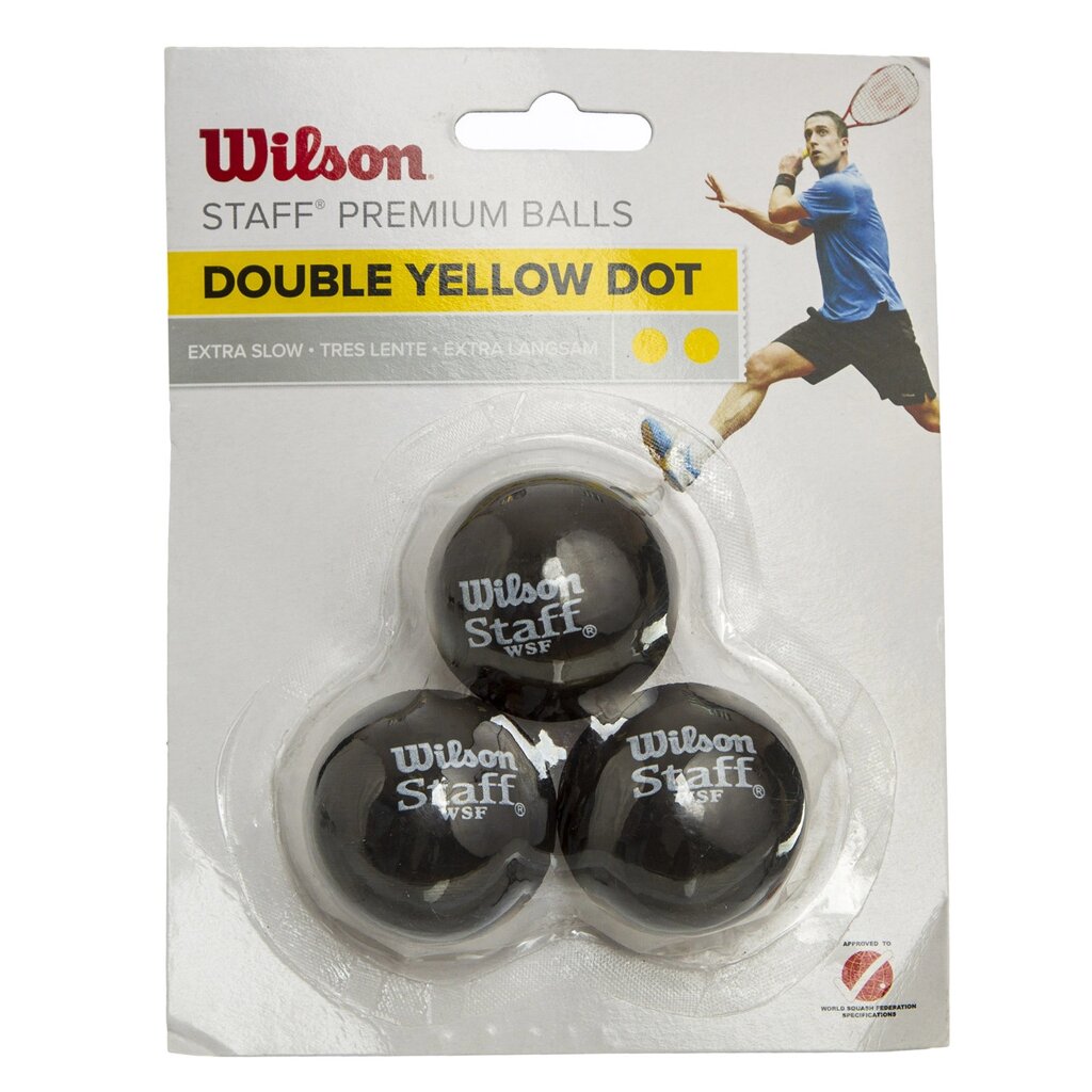 М'яч для сквошу WILSON STAFF DOUBLE YEL DOT WRT618100 3шт чорний від компанії DROPT - інтернет-магазин гуртової та роздрібной торгівлі - фото 1