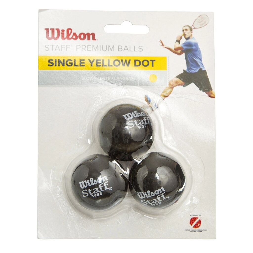 М'яч для сквошу WILSON STAFF SINGLE YEL DOT WRT618300 3шт чорний від компанії DROPT - інтернет-магазин гуртової та роздрібной торгівлі - фото 1