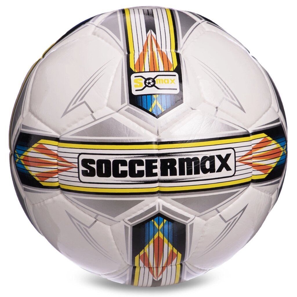 М'яч футбольний професійний №5 SOCCERMAX FIFA FB-0176 (PU, білий-сірий-жовтий) від компанії DROPT - інтернет-магазин гуртової та роздрібной торгівлі - фото 1