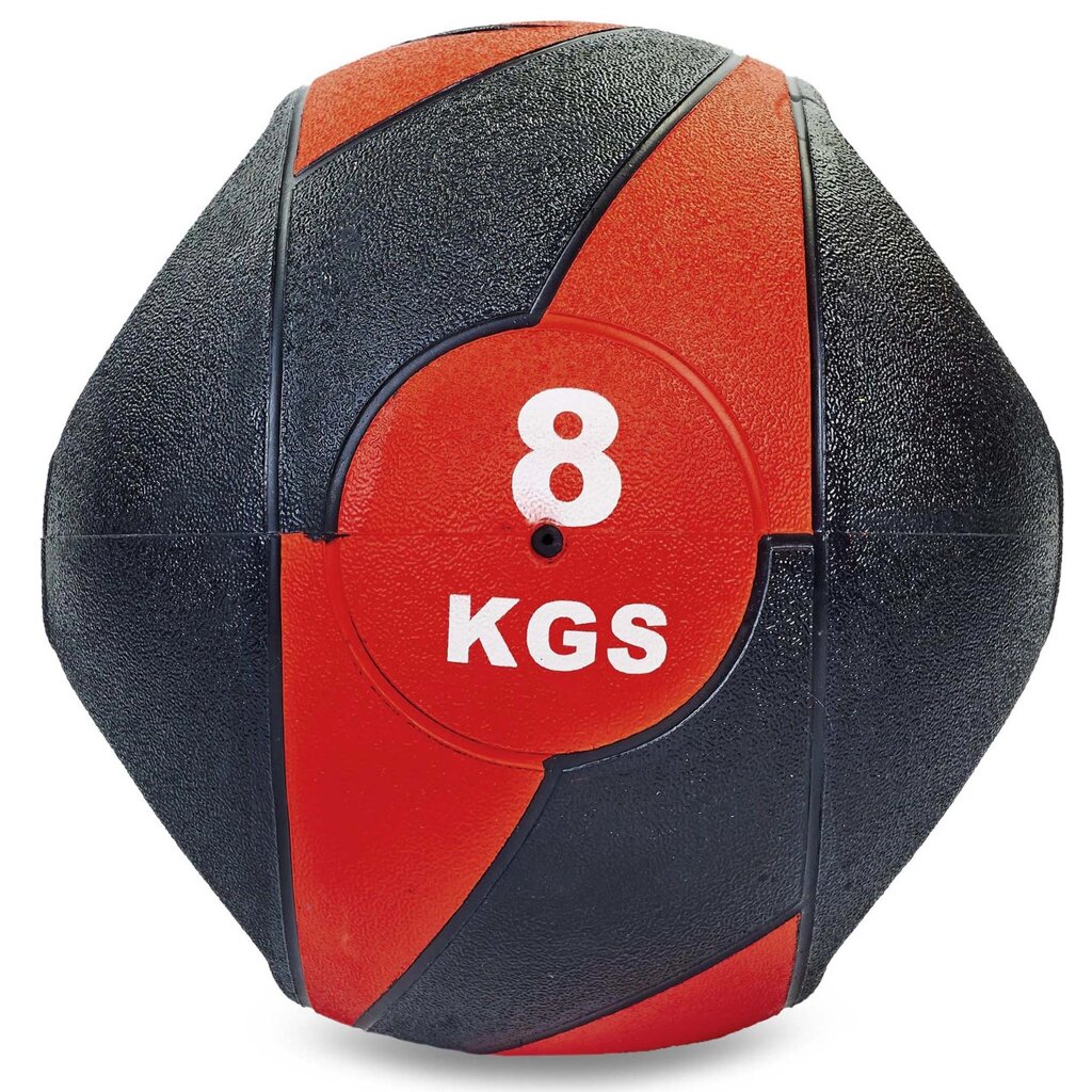 М'яч медичний медбол з двома рукоятками Record Medicine Ball FI-5111-8 8кг (гума, d-27,5 см, чорний-червоний) від компанії DROPT - інтернет-магазин гуртової та роздрібной торгівлі - фото 1