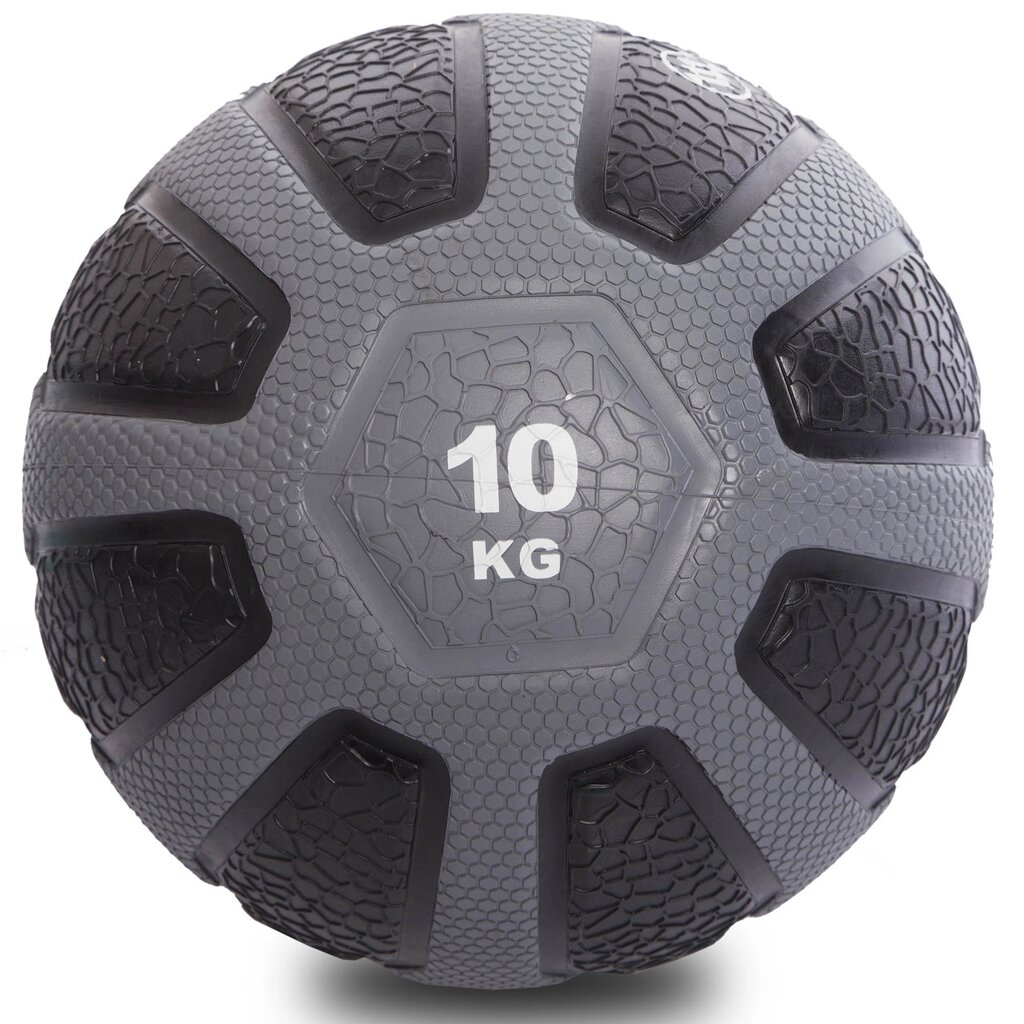 М'яч медичний медбол Zelart Medicine Ball FI-0898-10 10кг (гума, d-28,6 см, чорний-сірий) від компанії DROPT - інтернет-магазин гуртової та роздрібной торгівлі - фото 1