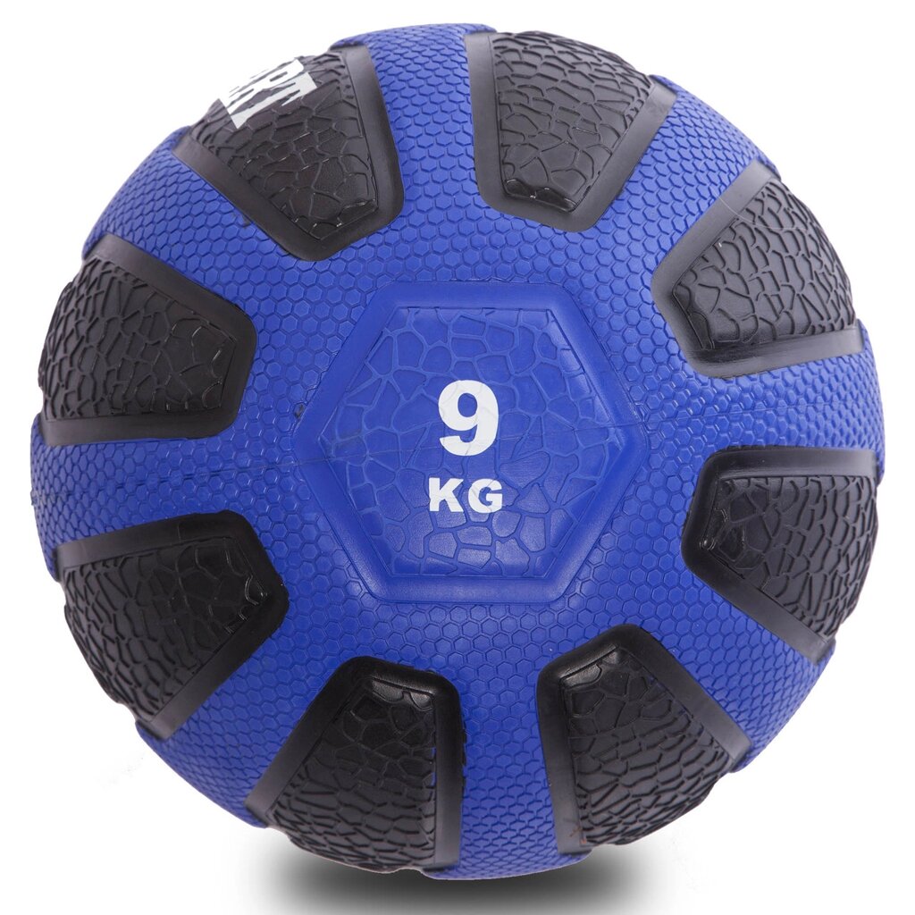 М'яч медичний медбол Zelart Medicine Ball FI-0898-9 9кг (гума, d-28,6 см, чорний-синій) від компанії DROPT - інтернет-магазин гуртової та роздрібной торгівлі - фото 1