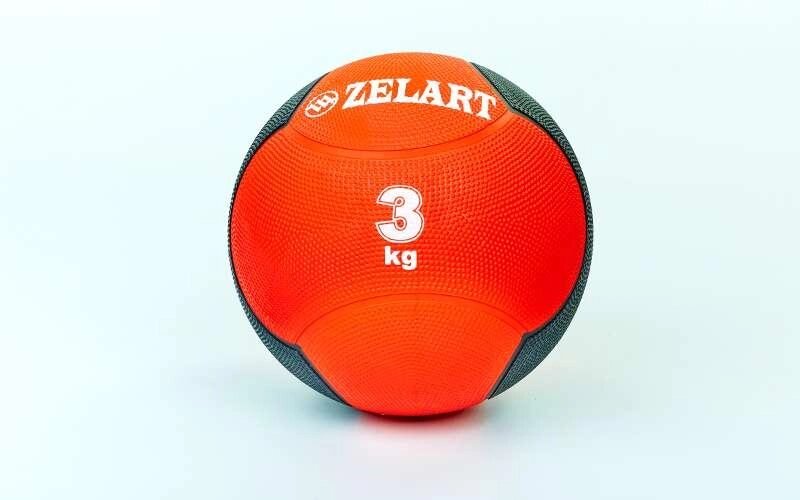 М'яч медичний медбол Zelart Medicine Ball FI-5121-3 3кг (гума, d-21,5 см, червоний-чорний) від компанії DROPT - інтернет-магазин гуртової та роздрібной торгівлі - фото 1