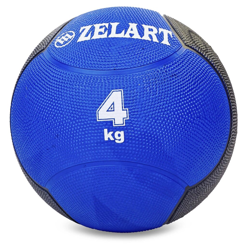 М'яч медичний медбол Zelart Medicine Ball FI-5121-4 4кг (гума, d-21,5 см, синій-чорний) від компанії DROPT - інтернет-магазин гуртової та роздрібной торгівлі - фото 1