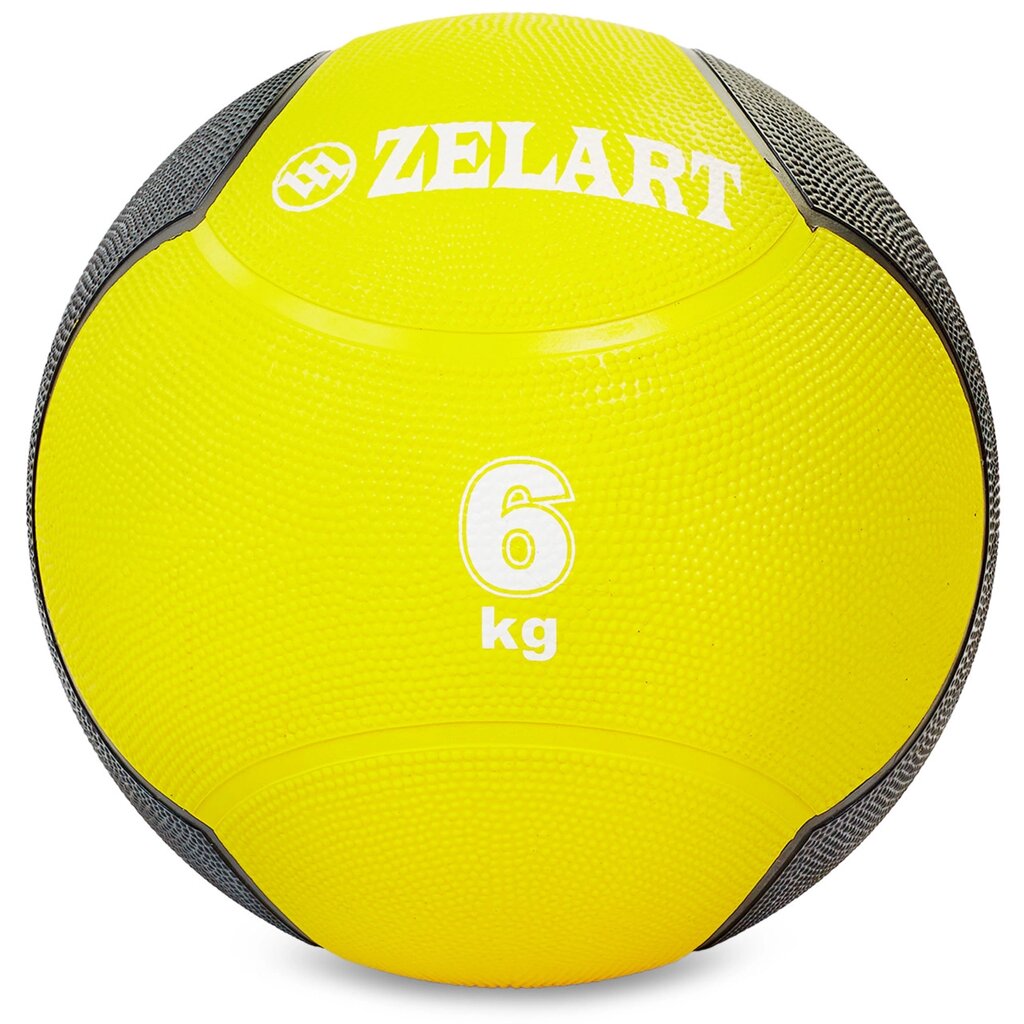 М'яч медичний медбол Zelart Medicine Ball FI-5121-6 6кг (гума, d-24см, жовтий-чорний) від компанії DROPT - інтернет-магазин гуртової та роздрібной торгівлі - фото 1