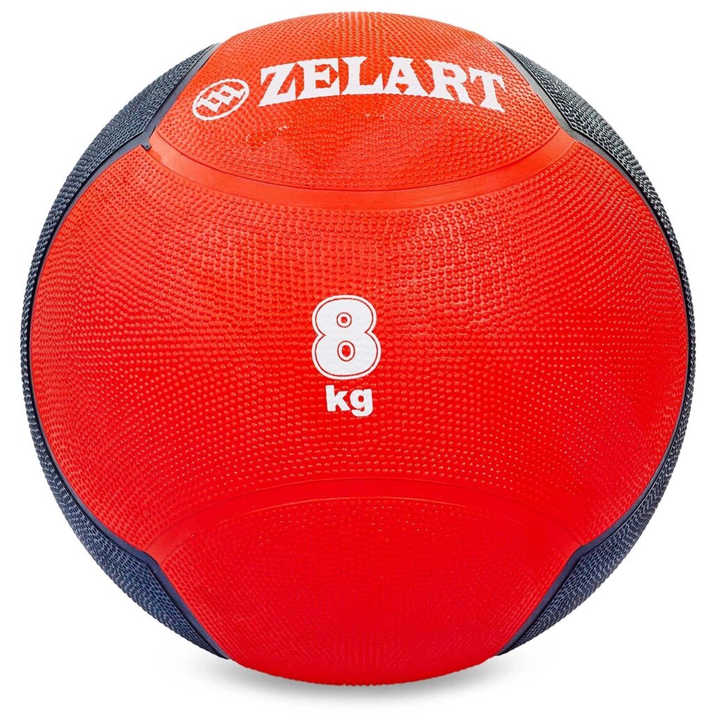 М'яч медичний медбол Zelart Medicine Ball FI-5121-8 8кг (гума, d-28,5 см, червоний-чорний) від компанії DROPT - інтернет-магазин гуртової та роздрібной торгівлі - фото 1