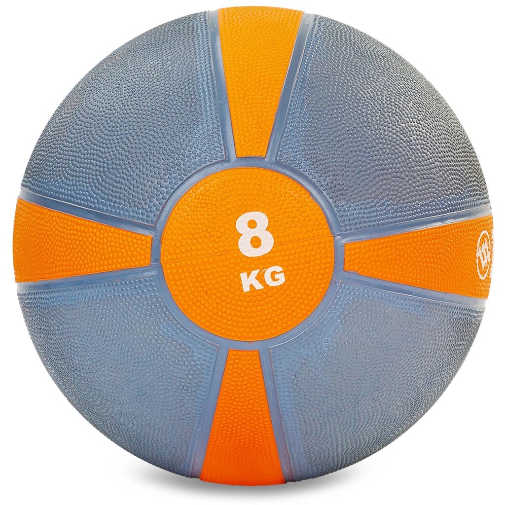 М'яч медичний медбол Zelart Medicine Ball FI-5122-8 8кг (гума, d-28,5 см, сірий-помаранчевий) від компанії DROPT - інтернет-магазин гуртової та роздрібной торгівлі - фото 1