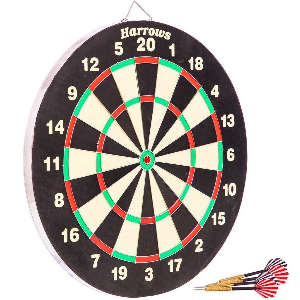 Мішень для гри в дартс з пресованого паперу BRISTOW FAMILY DART BOARD GAME JE08D (d-45см, в комплекті 6 від компанії DROPT - інтернет-магазин гуртової та роздрібной торгівлі - фото 1