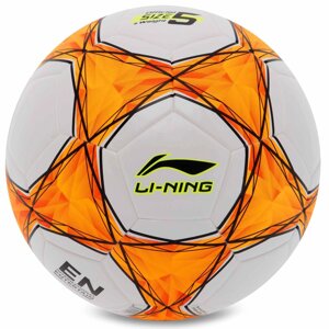 М'яч футбольний LI-NING LFQK575-1 No5 TPU+EVA клеєний білий-жовтогарячий