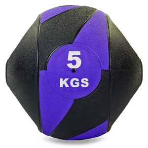 М'яч медичний медбол з двома рукоятками Record Medicine Ball FI-5111-5 5кг (гума, d-27,5 см,