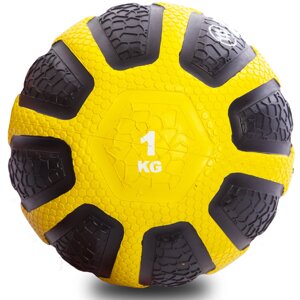 М'яч медичний медбол Zelart Medicine Ball FI-0898-1 1кг (гума, d-19см, чорний-жовтий)