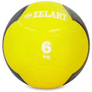 М'яч медичний медбол Zelart Medicine Ball FI-5121-6 6кг (гума, d-24см, жовтий-чорний)