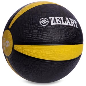 М'яч медичний медбол Zelart Medicine Ball FI-5122-6 6кг (гума, d-24см, сірий-жовтий)