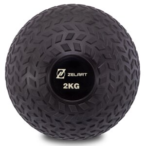 М'яч набивний слембол для кросфіту рифлений Zelart SLAM BALL FI-7474-2 2 кг чорний