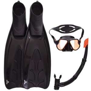 Набір для плавання маска з трубкою та ластами Zelart M266S-SN120S-F19 чорний