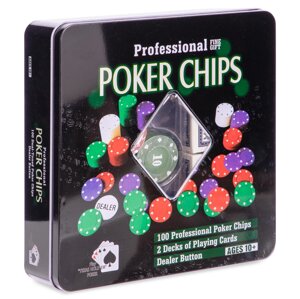 Набір для покера в металевій коробці на 100 фішок Zelart IG-2033