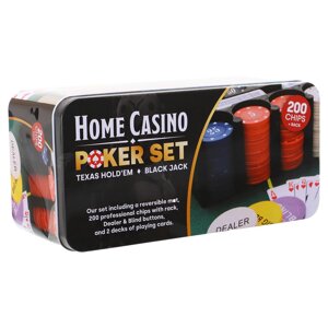 Набір для покера в металевій коробці Zelart IG-8653 200 фішок