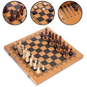 Набір настільних ігор 3 в 1 Zelart 341-163 шахи, шашки, нарди